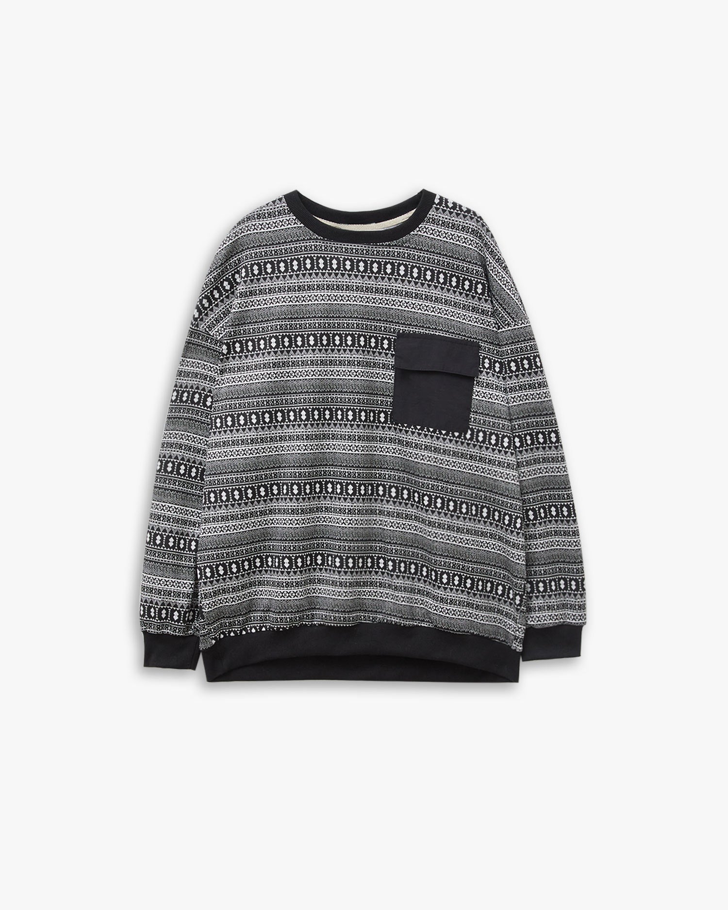 Pattern Print Patch Pocket Sweatshirt image 0