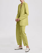 Linen Layered Blazer - Chartreuse, M image