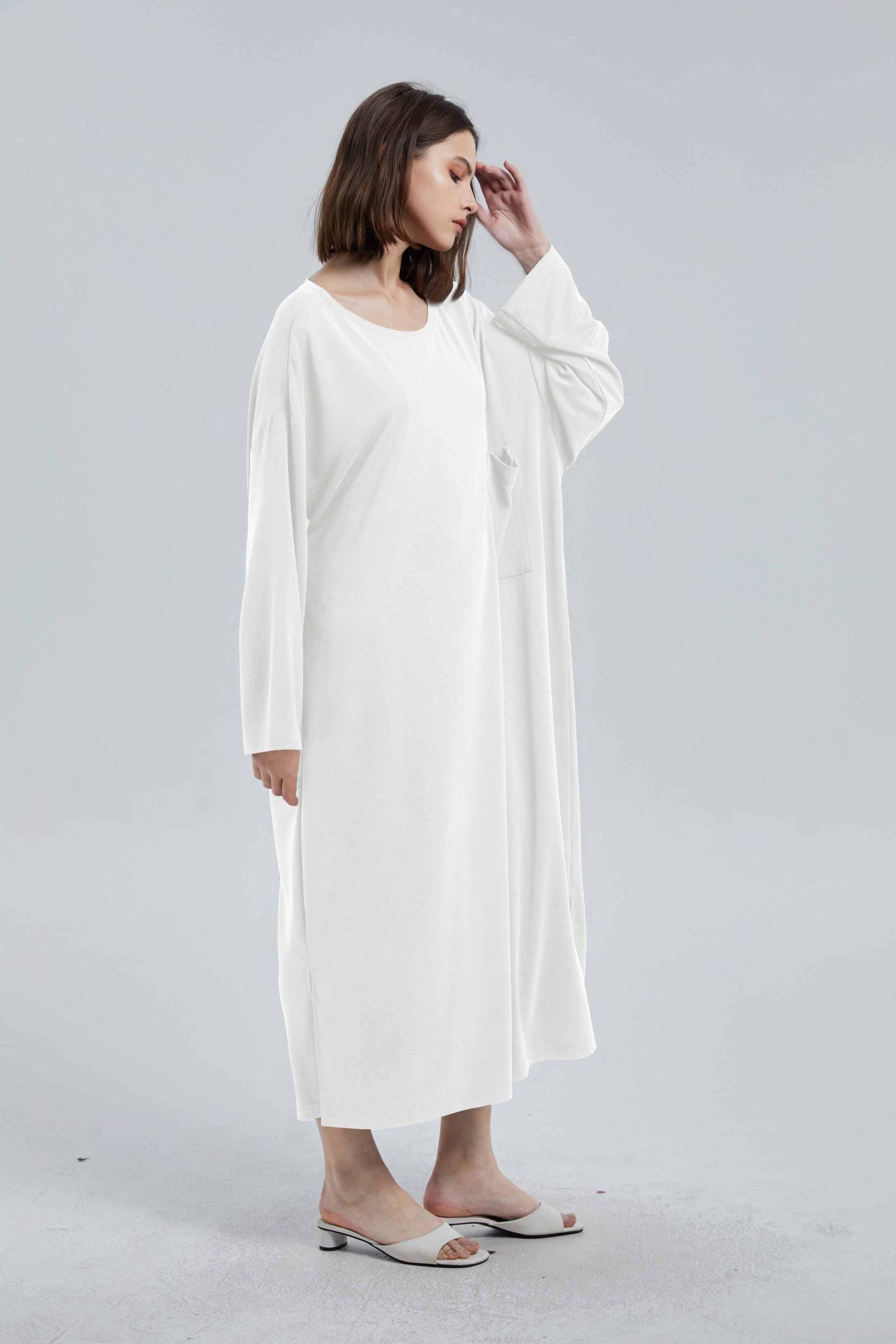 Modal T-Shirt  Dress - White, OS image