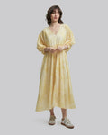 Tie Dye Cotton Long Dress - Yellow, S image