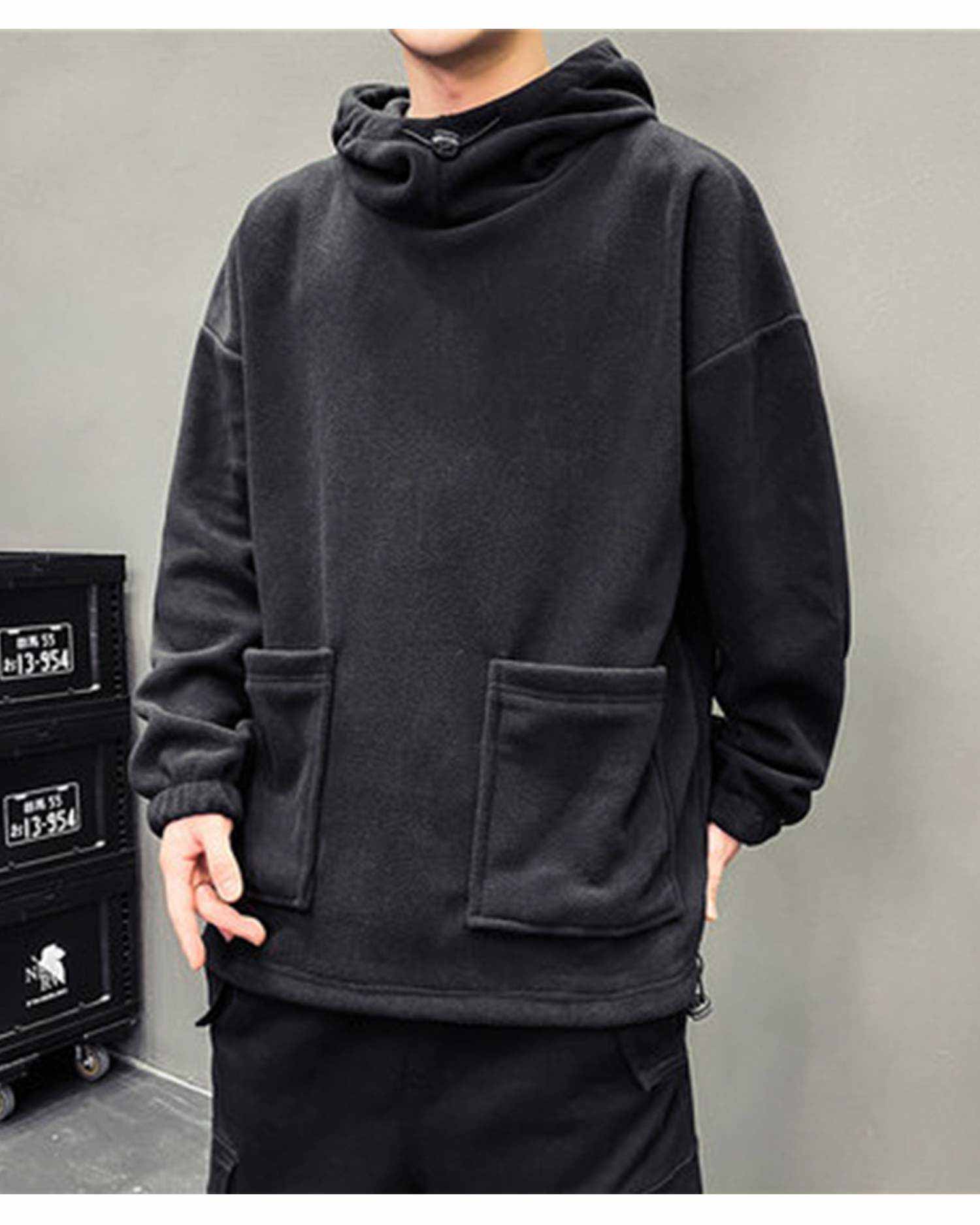 High Neck Half-Zip Pullover - Black, L image