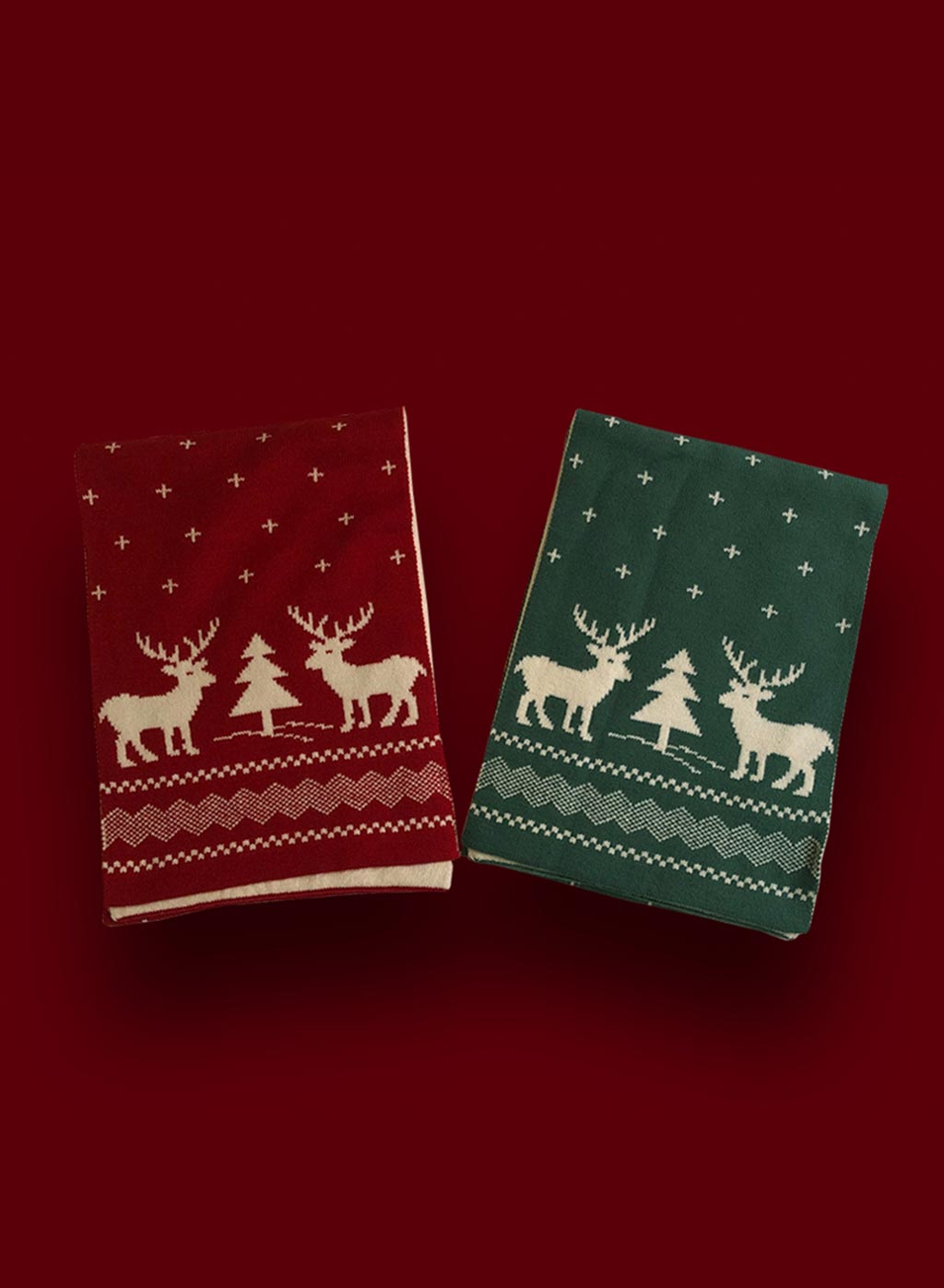 Christmas moose pattern faux cashmere scarf image 4