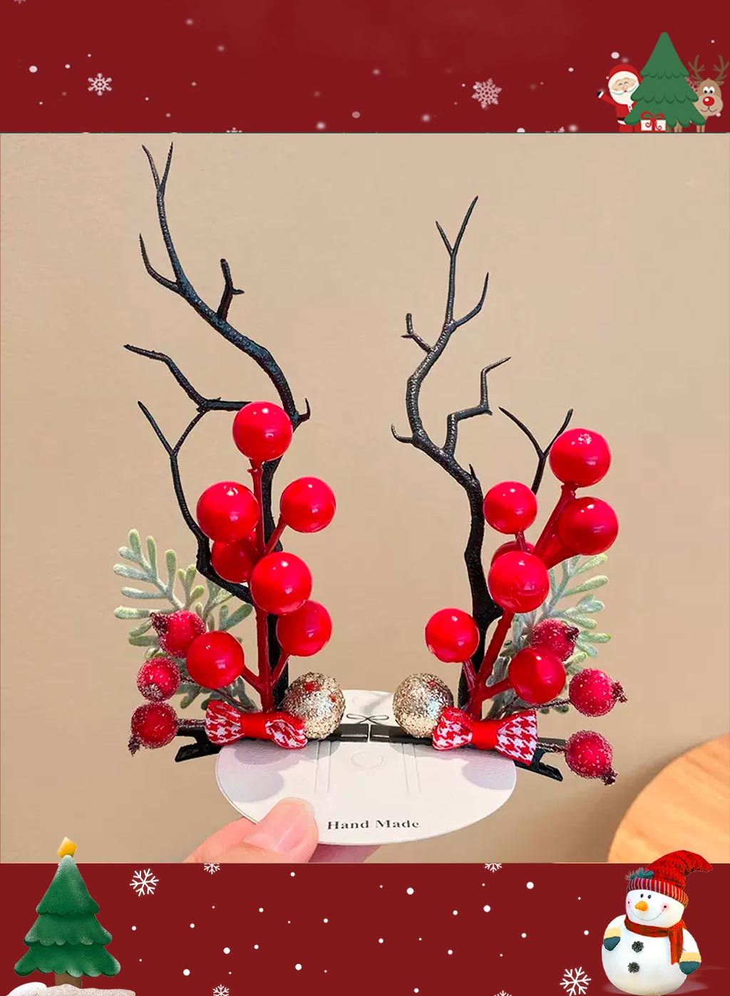 Special Christmas moose headdress - Red, OS image