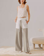 Drawstring Wide Leg Paneled Pants - Spring Panel, L image