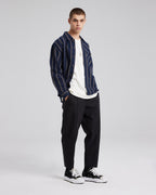 All-Cotton Striped Shirt - Dark Blue, M image