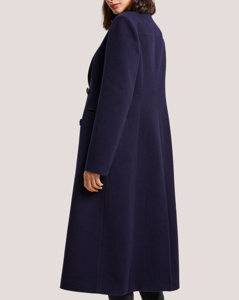 Padded Shoulder Double-Breasted Long Wool Coat image 3