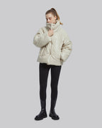 Faux-Leather Puffer Jacket - Cream, XL image