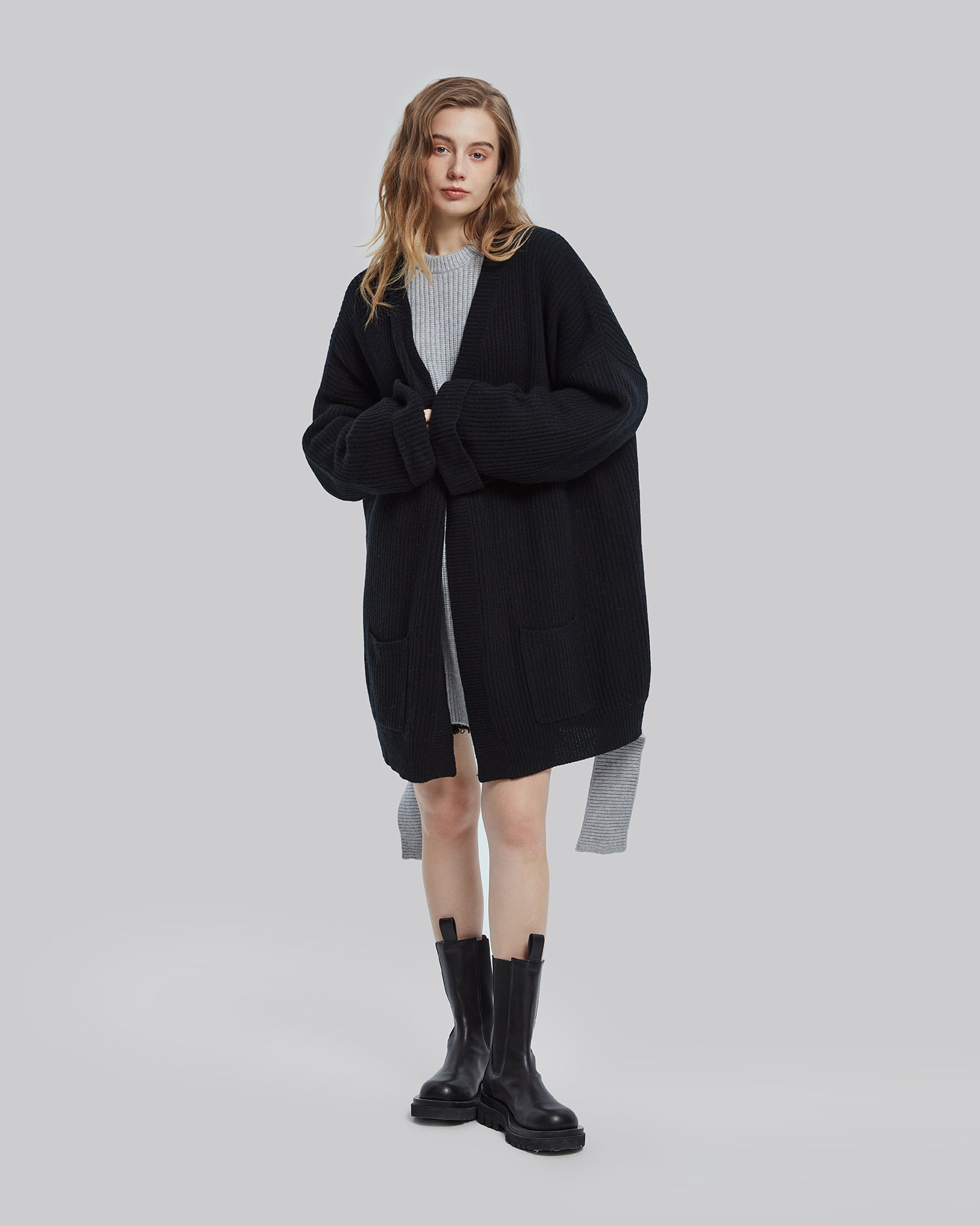 Oversized Rib-Knit Cashmere Cardigan - Black, XXXL image