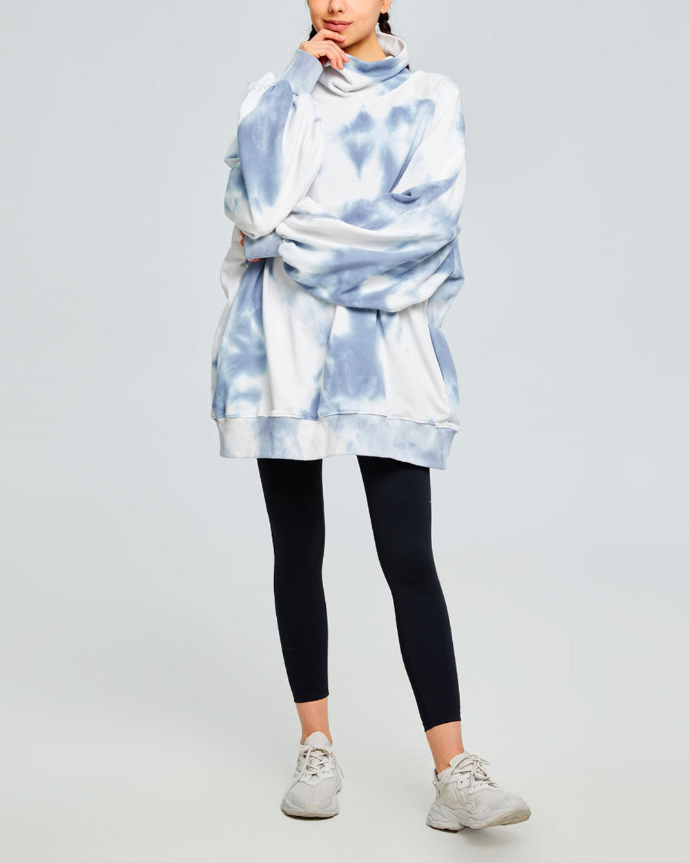 Tie-Dye Balloon Sleeve Turtleneck Sweatshirt image 1