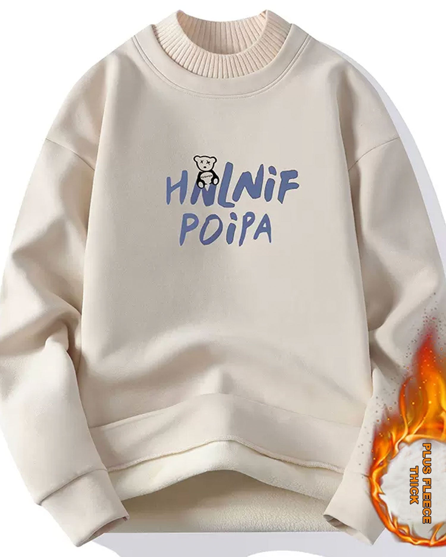Layered Neck Cotton Pullover - Cream, XL image