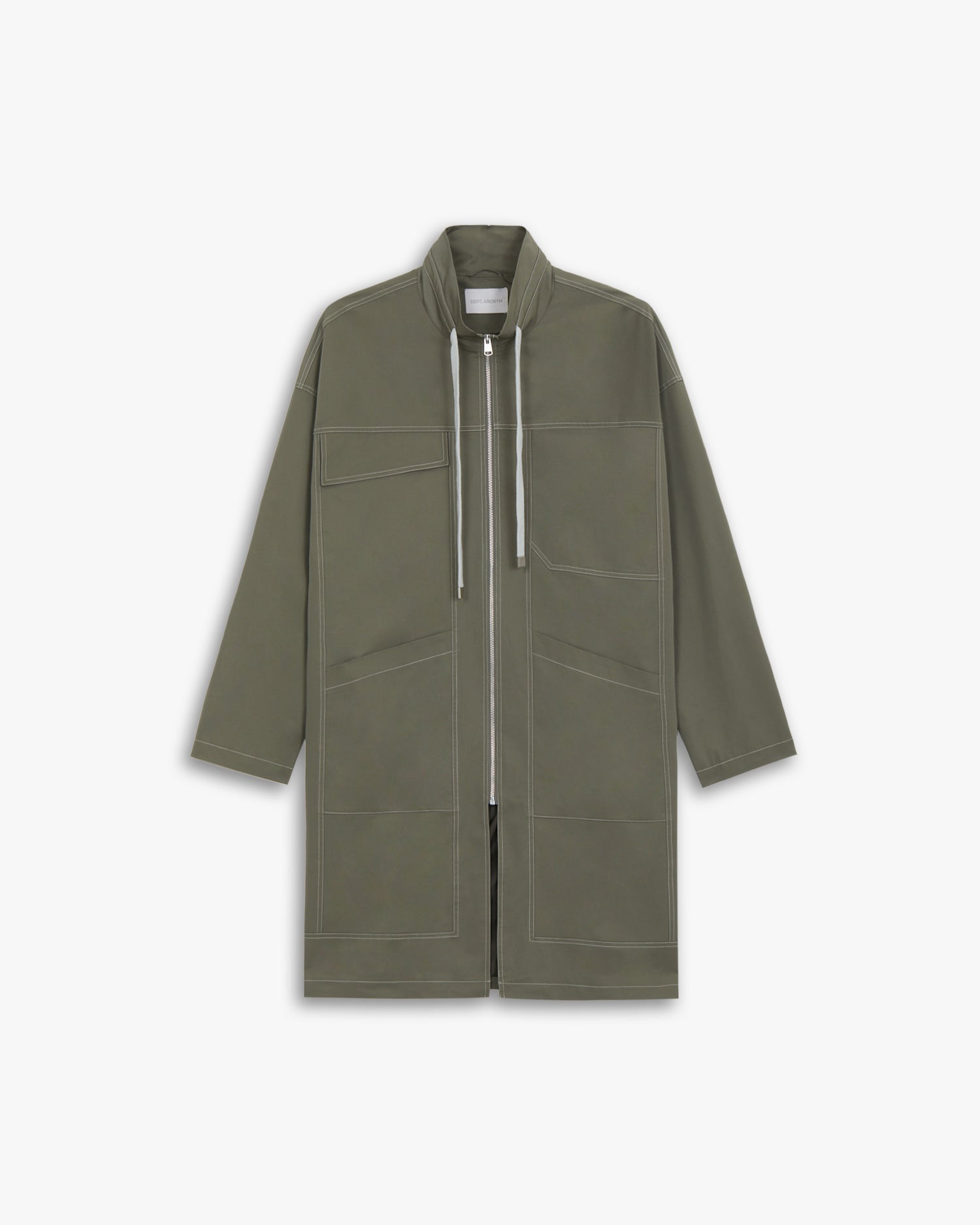 Drawstring Multi-Pocket Long Coat image 0