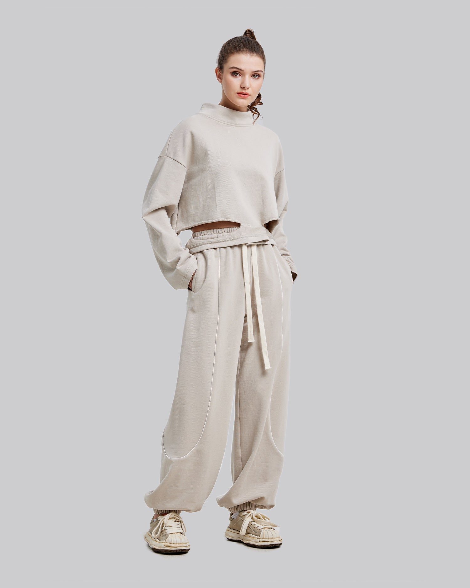 Deconstruct Cropped Sweatshirt - Light Grey, L image