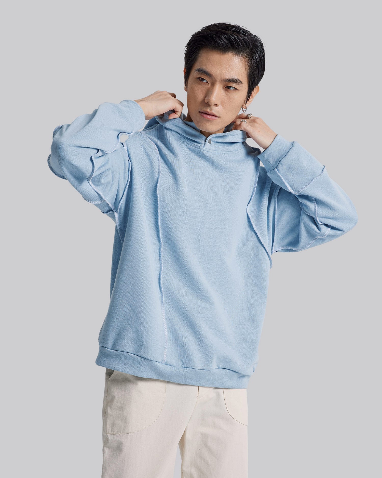 Hoodie with Decorative Lines image 3