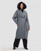 Cashmere Long Wrap Coat - Light Grey, L image