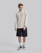 Geometric Seam Crewneck Sweatshirt - Beige, S image
