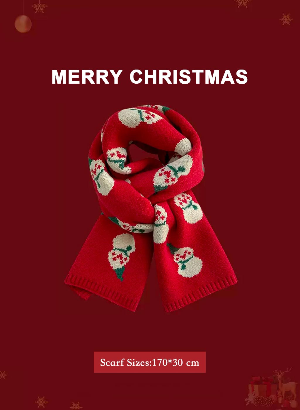 Soft &amp; Warm knitted Christmas scarf - Sanguine, OS image