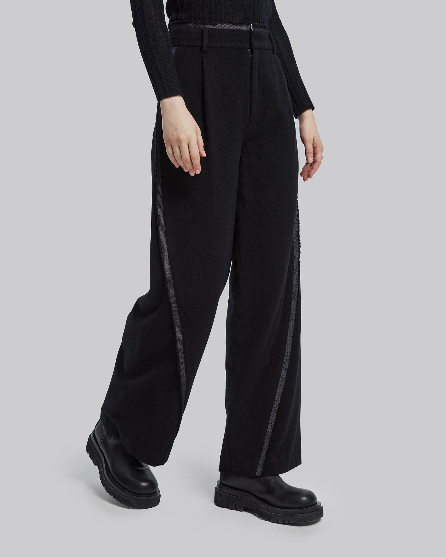Wide-Leg Panel Wool Pants image 3