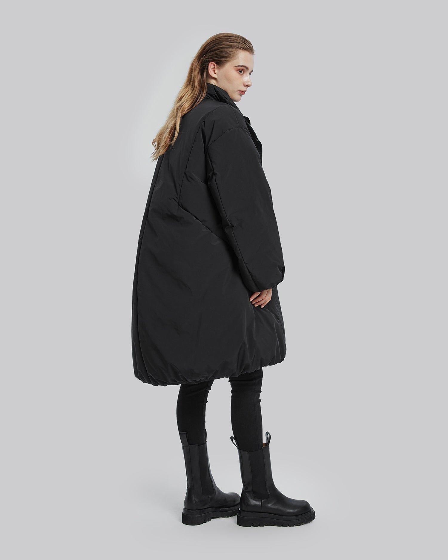 High Collar Cocoon Puffer Jacket image 4