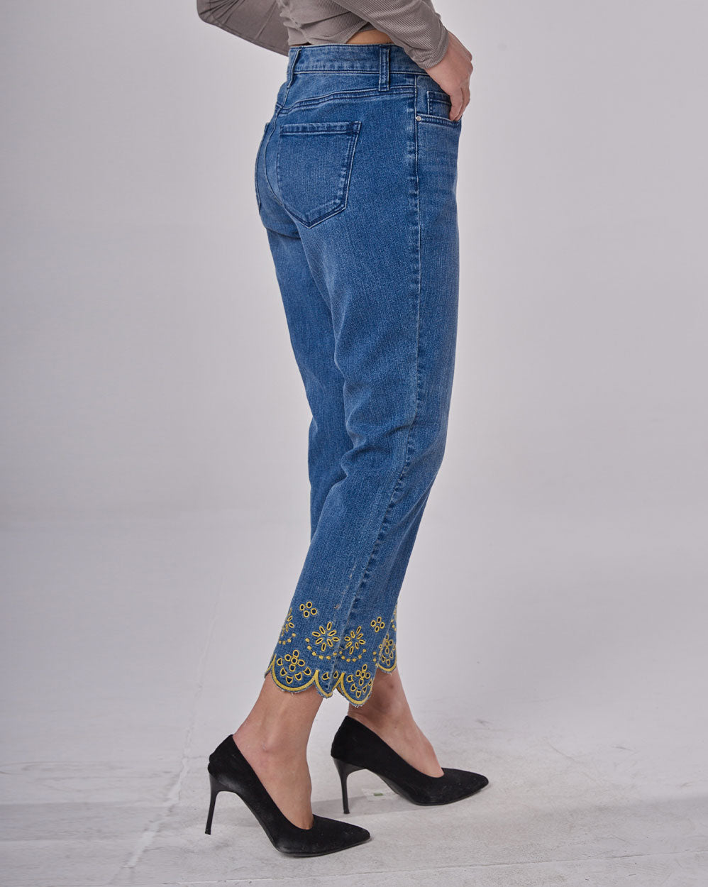 Womens Chic Embroidered Jeans image 2