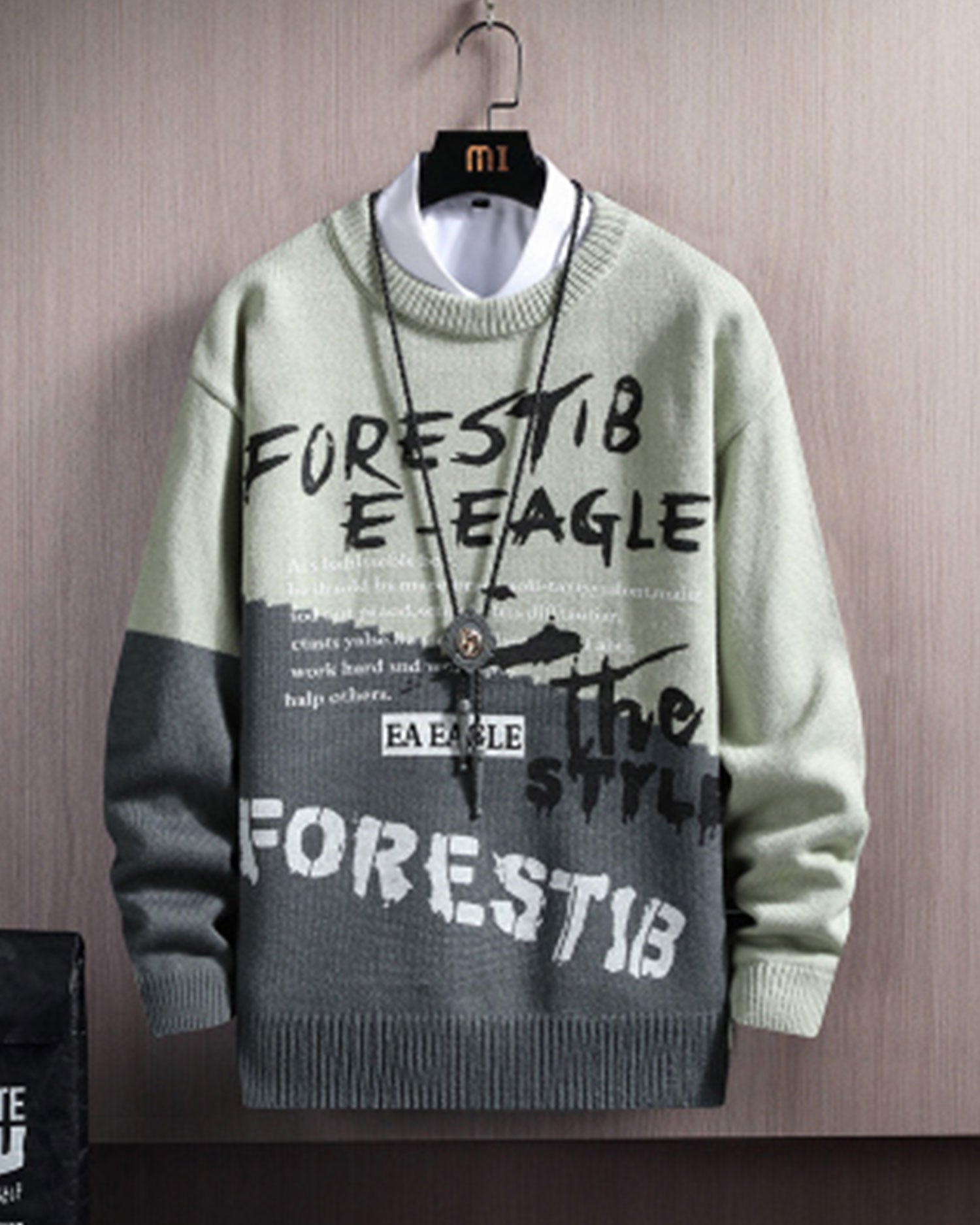 Printed Colorblock Knit Jumper - Greenland, XXL image