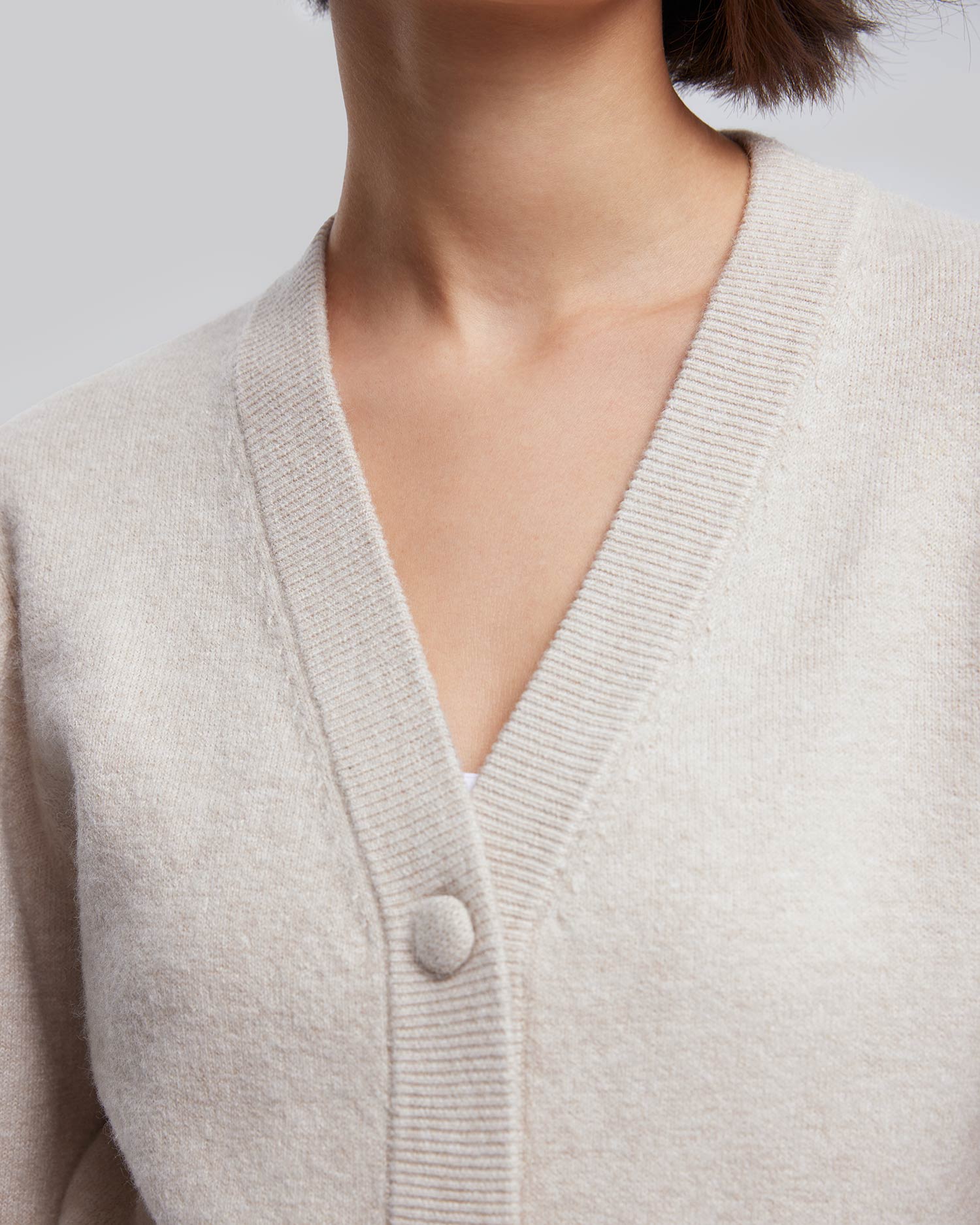 Beige Cropped Cardigan image 5