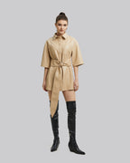 Pristine Faux-Leather Dress - Beige, XL image