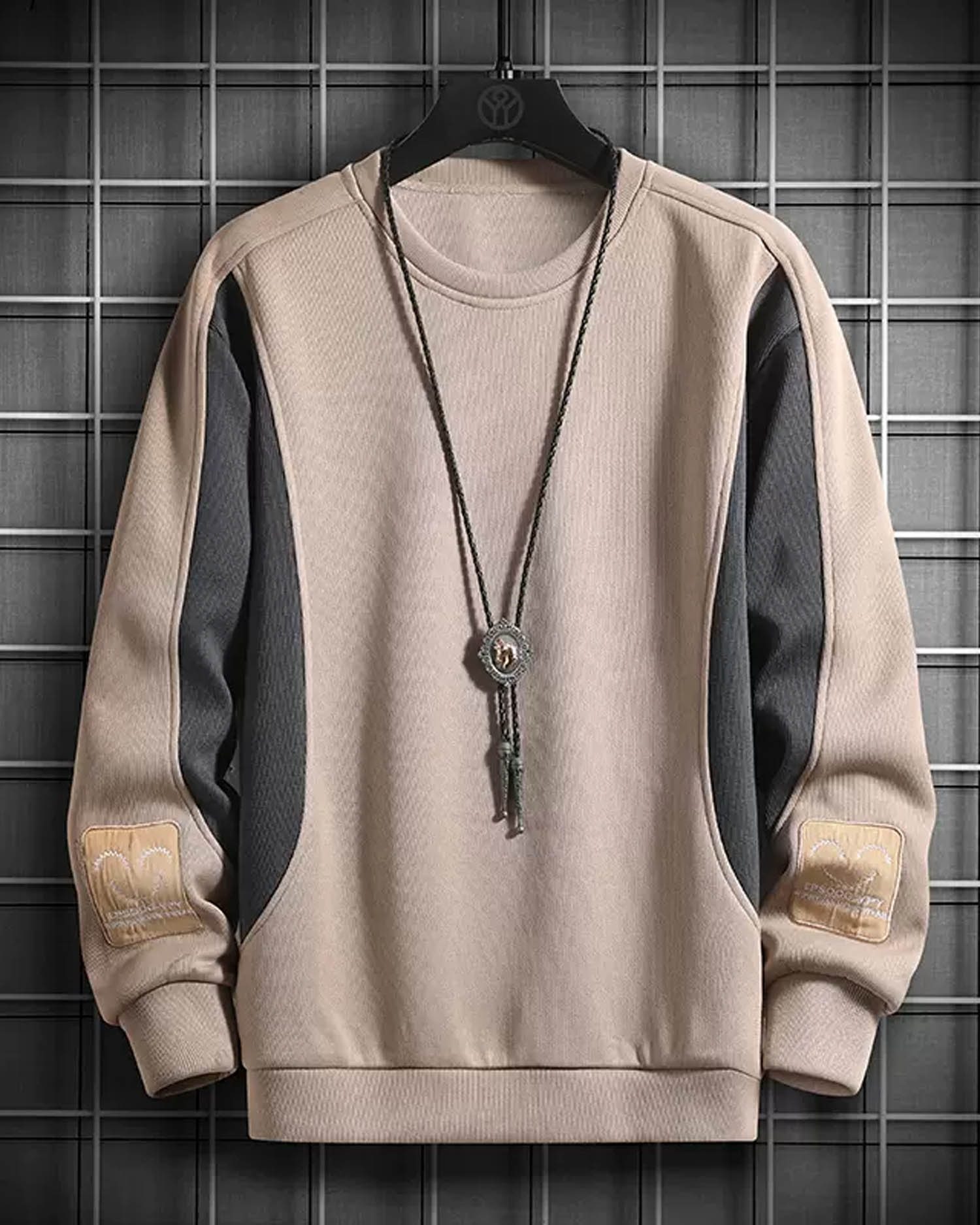 Contrast Crewneck Sweatshirt - Pastel yellow, XXL image