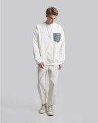 Contrast Color Crewneck Sweatshirt - Beige, S image