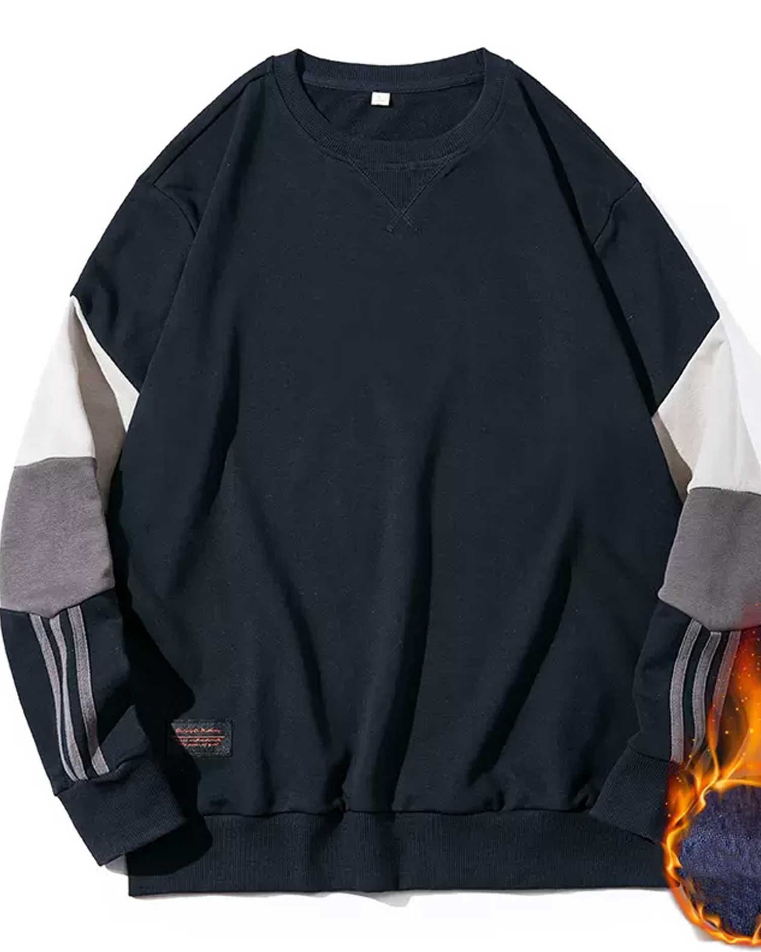 Relaxed Crewneck Cotton Pullover - Navy, S image