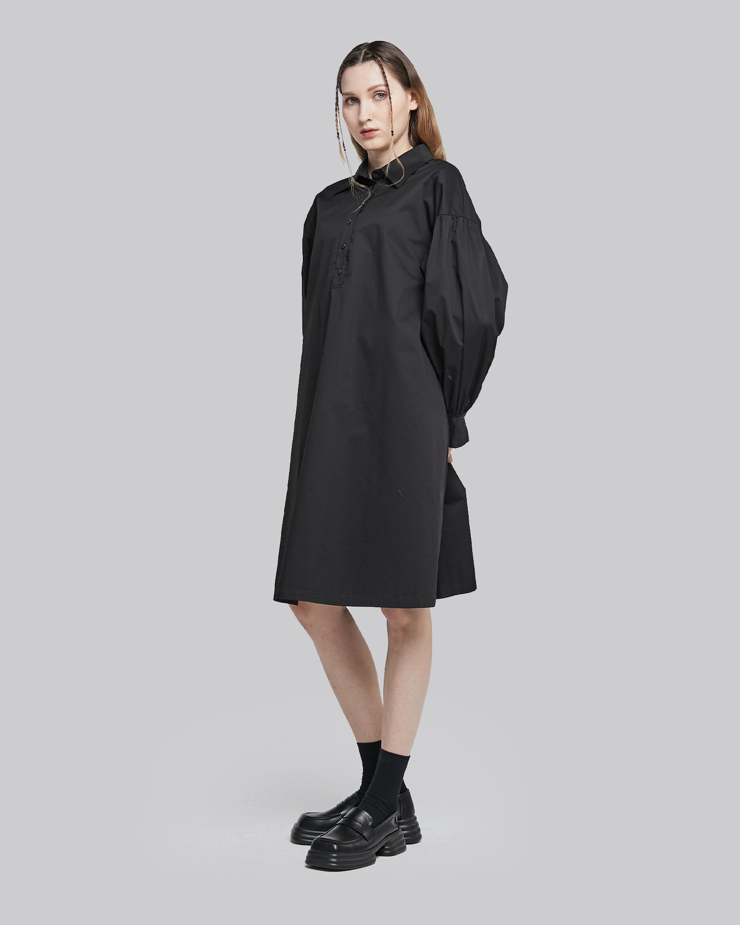 Long Sleeve Cotton-Blend Dress image 1