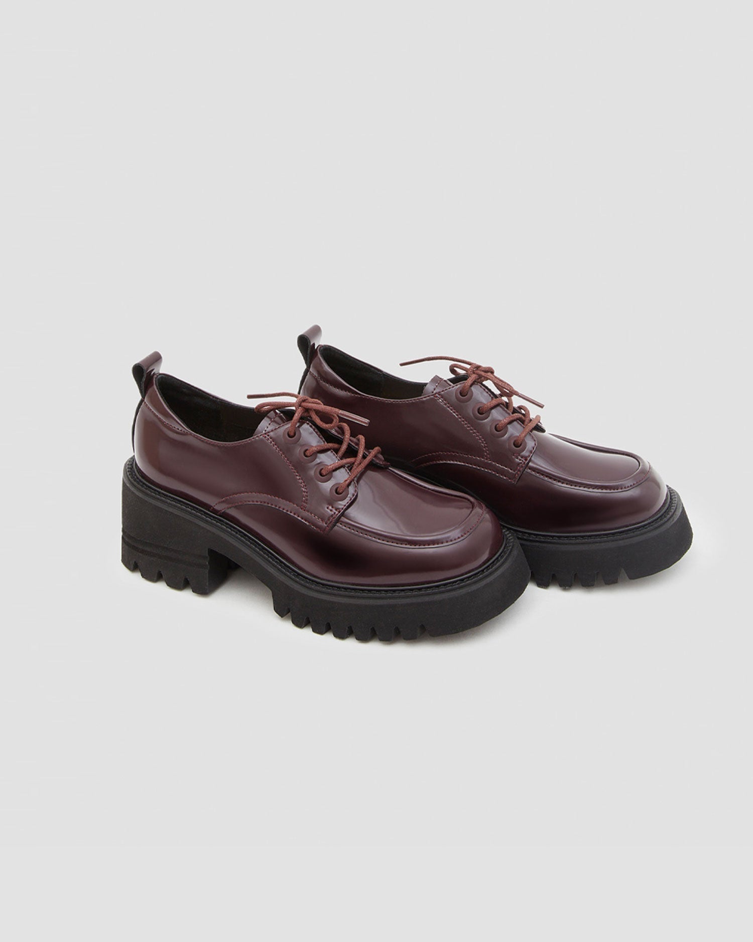 Trendy Lace-Up Loafers - Burgundy, 9 image