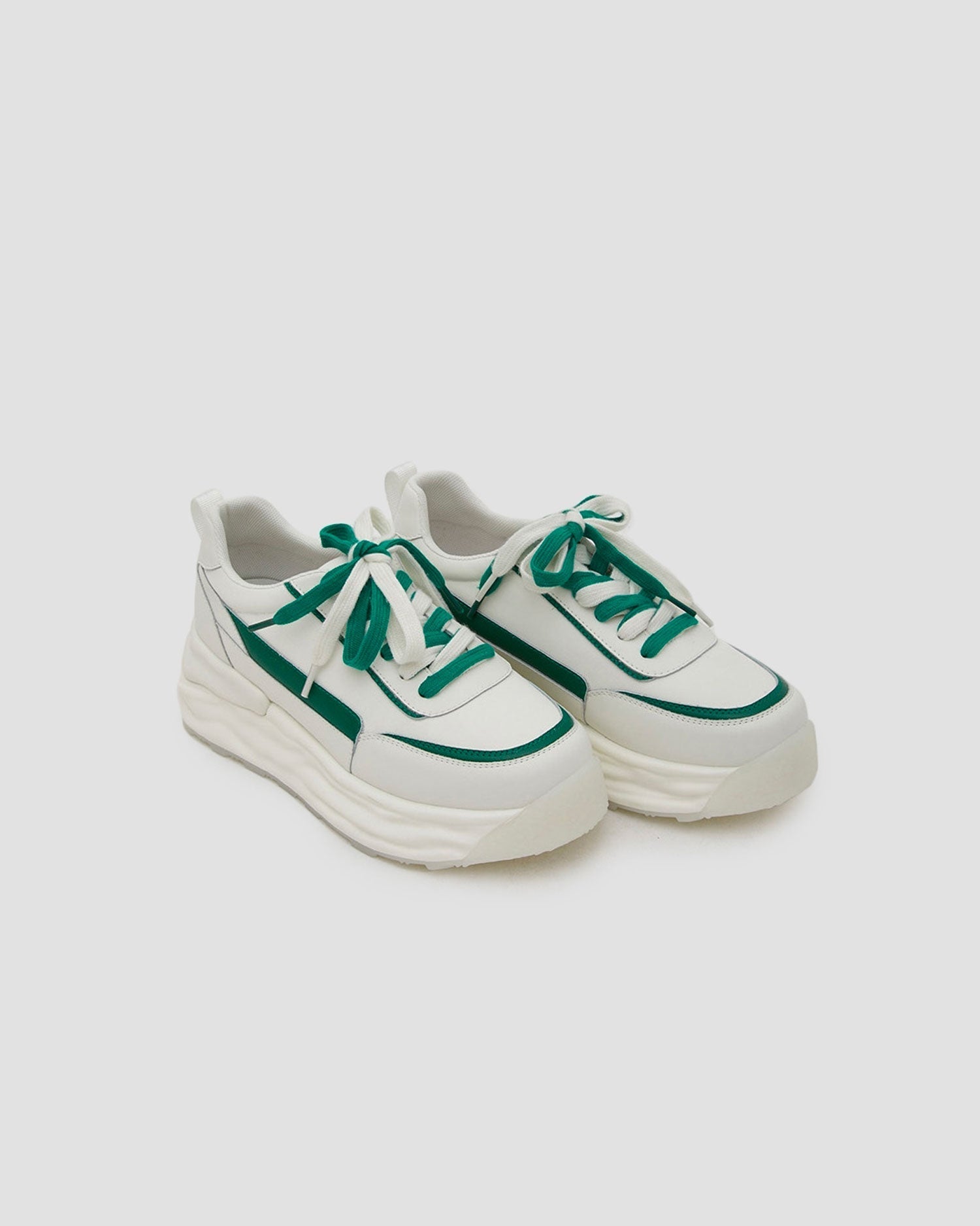 Two-Tone Platform Sneakers - Green, 5 image
