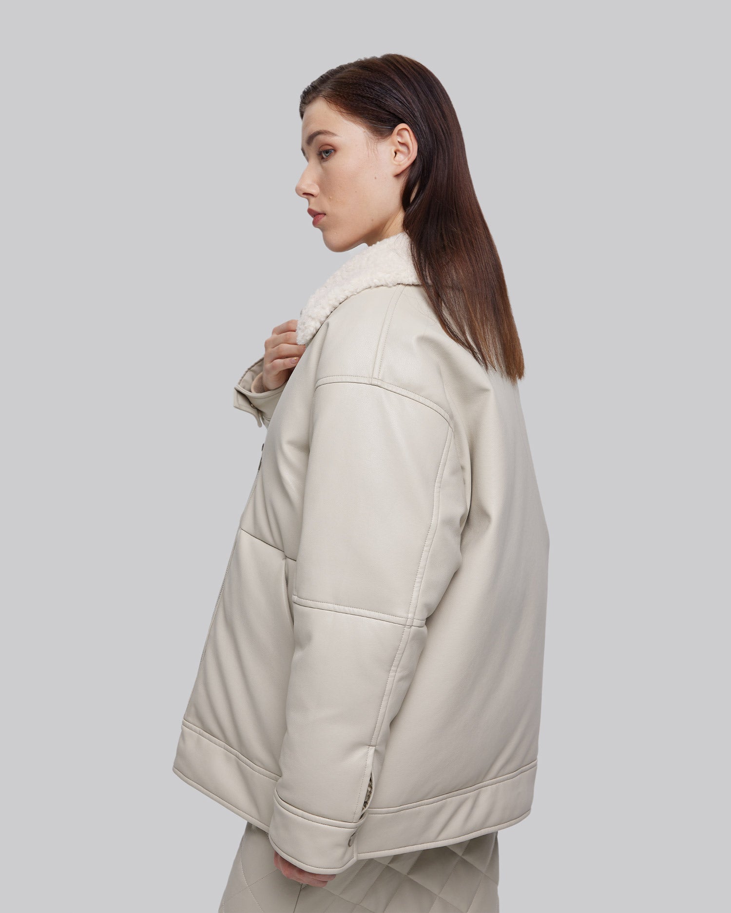 Off-Center Zipper Padded Jacket image 3