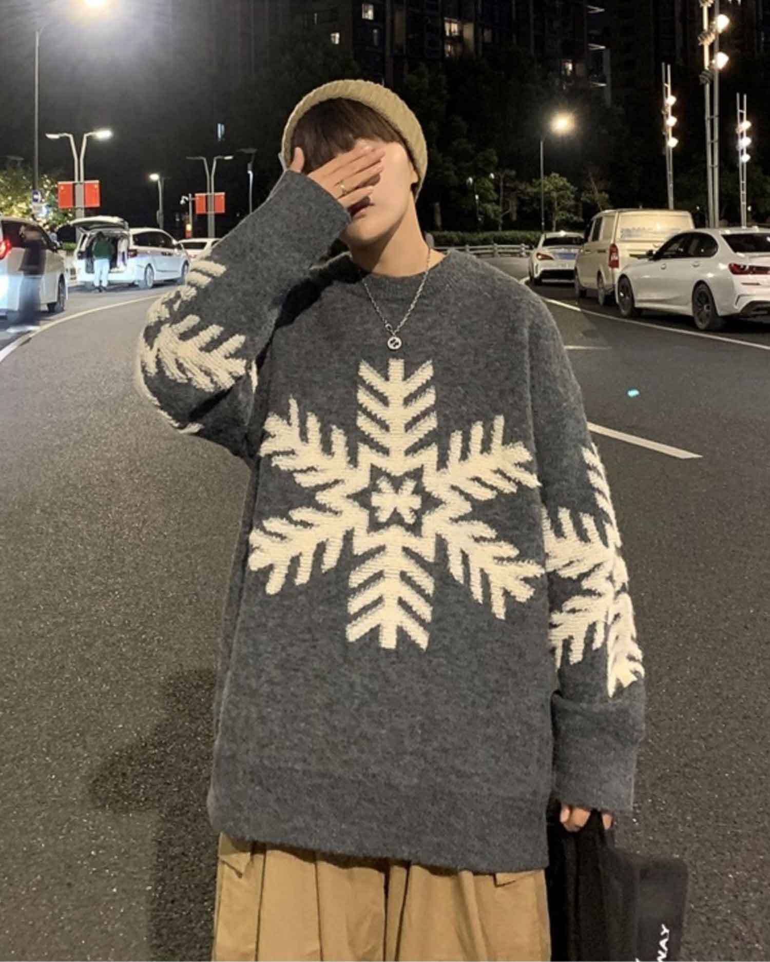 Snowflake Crewneck Jumper - Ash, XXL image