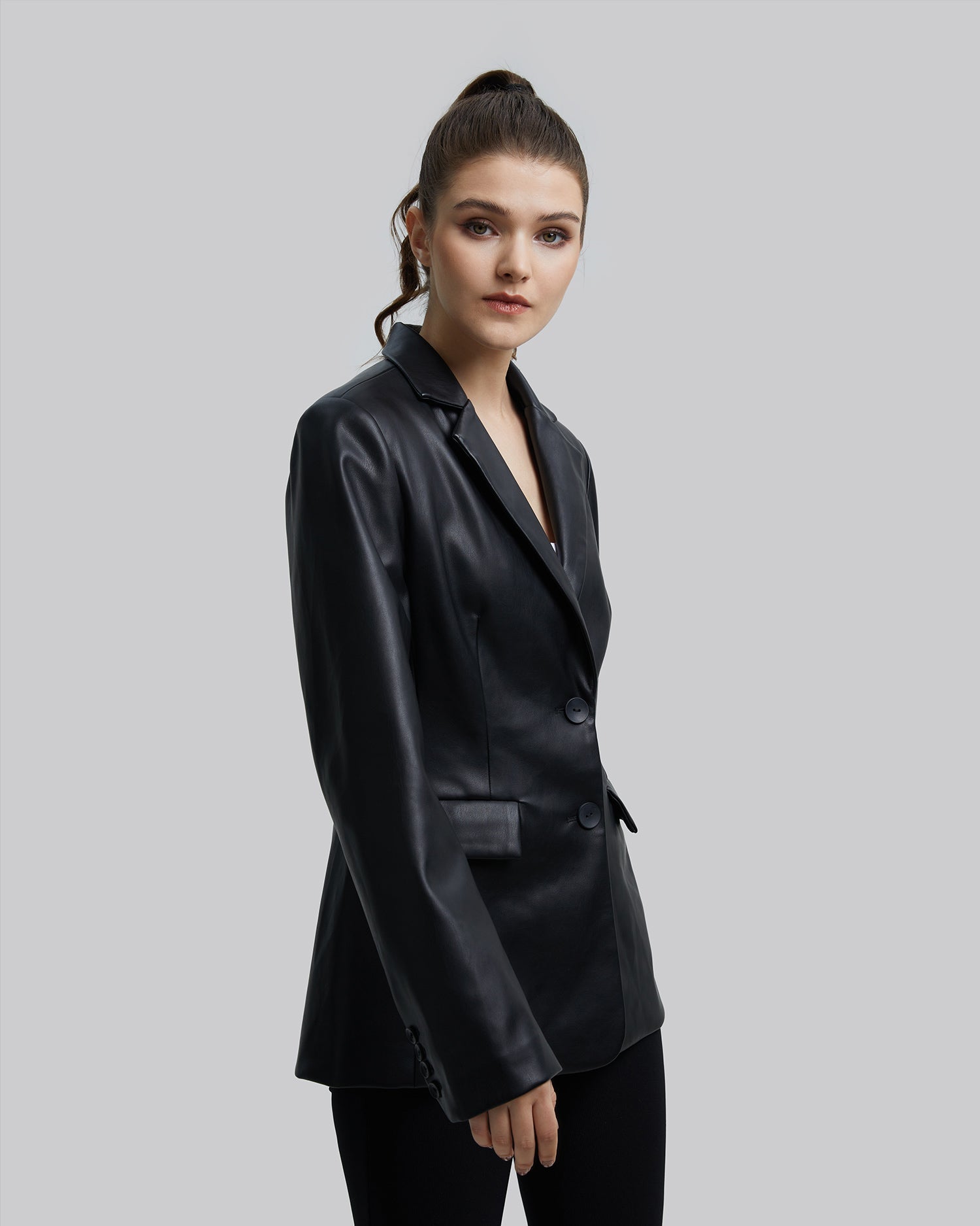 Faux-Leather Long Jacket image 3