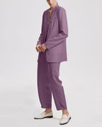 Linen Layered Blazer - Purple, M image