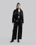 Cropped Faux-Leather Jacket - Black, S image