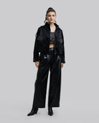 Cropped Faux-Leather Jacket - Black, S image