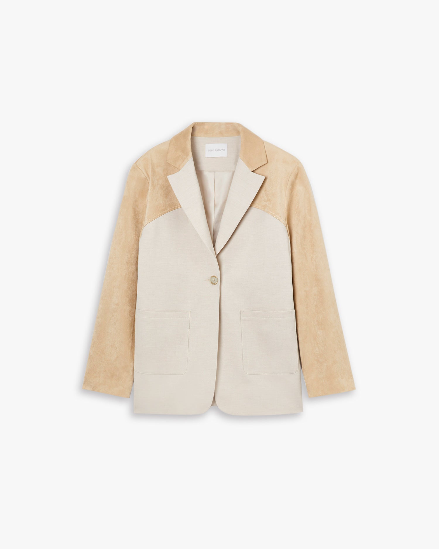 1 × Earthy Color Panel Blazer - Beige &amp; Camel, M image