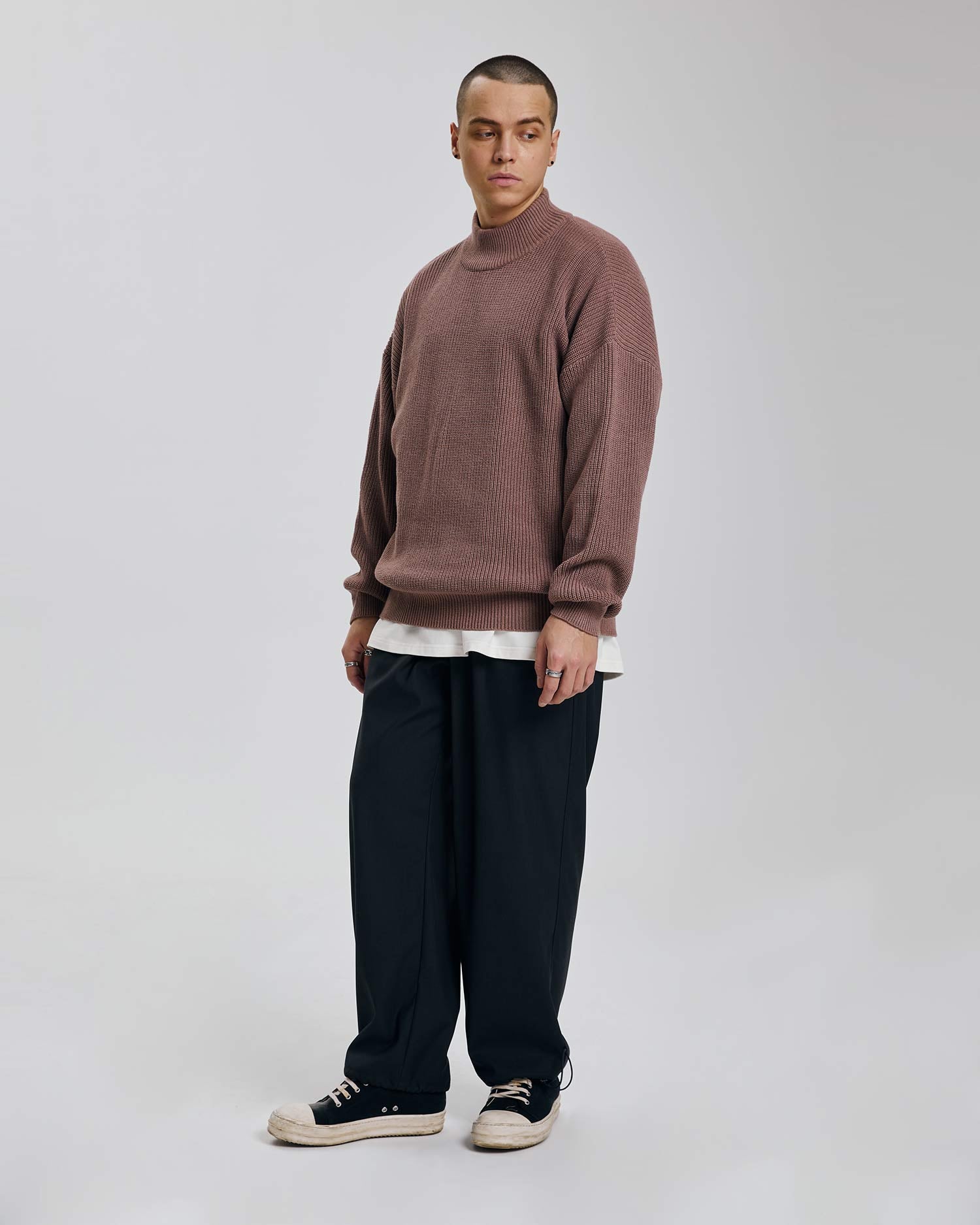 Knitted Turtle Neck Sweater - Brick, XL image