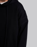 Black Cotton Paneled Hoodie image 3