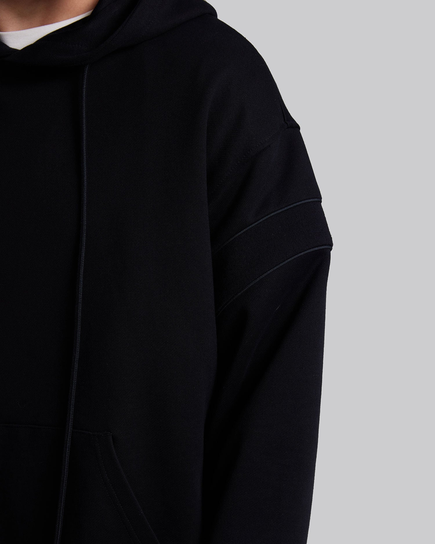 Black Cotton Paneled Hoodie image 3