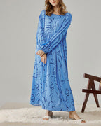 Pattern Print Relaxed Maxi Dress - Navy Track, L image