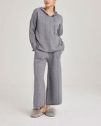 Side Slit Woolen Hoodie Set - Morning fog, L image