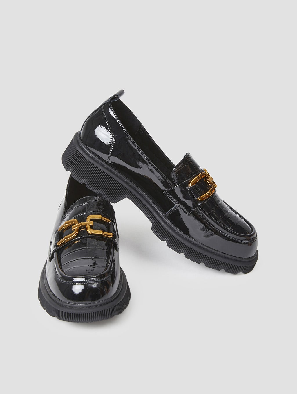 Croc-Effect Leather Platform Loafers image 2