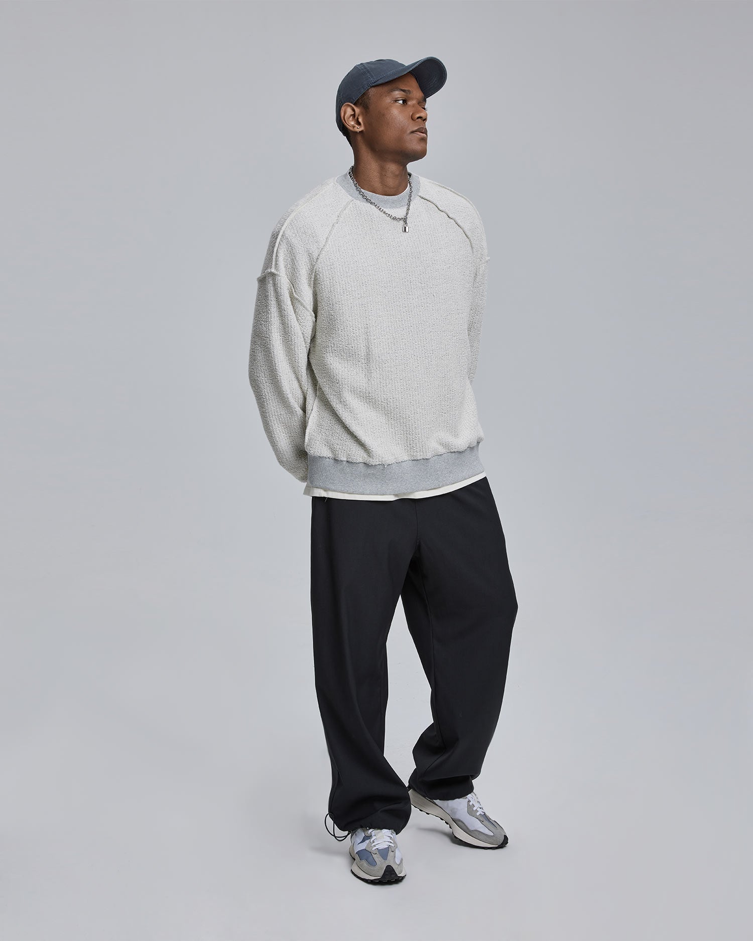 Wool Reversed Crewneck Sweatshirt - Platinum, L image