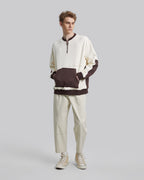 Two-Tone Half-Zip Sweatshirt - White &amp; Coffee, XL image