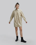 Beige Buttoned Long Jacket - Beige, XL image