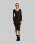 Long Sleeve Fitted Dress - Army Green, L image