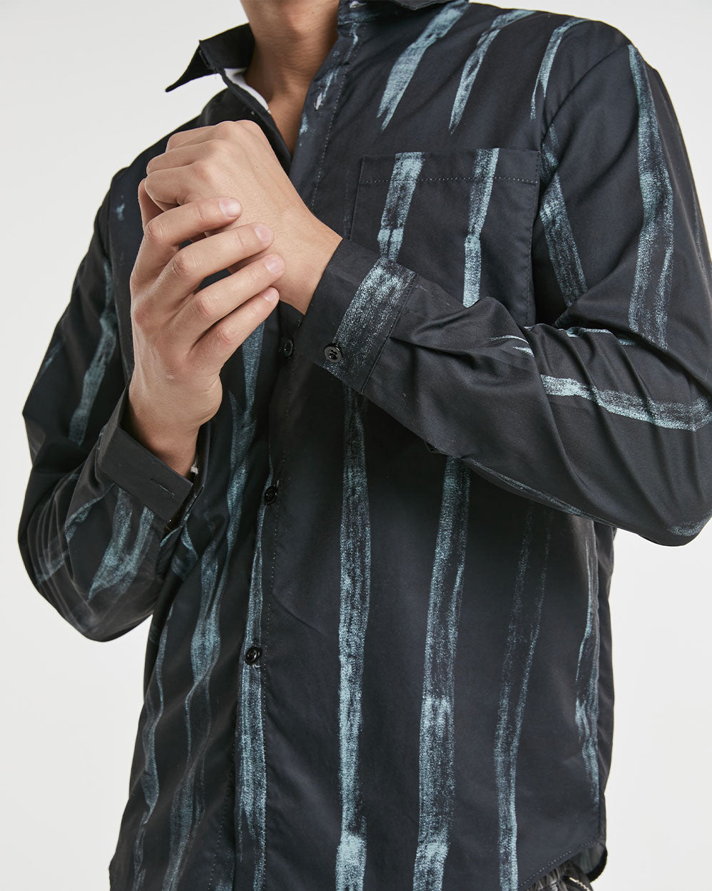 Irregular Striped Print Long-Sleeve Shirt image 6